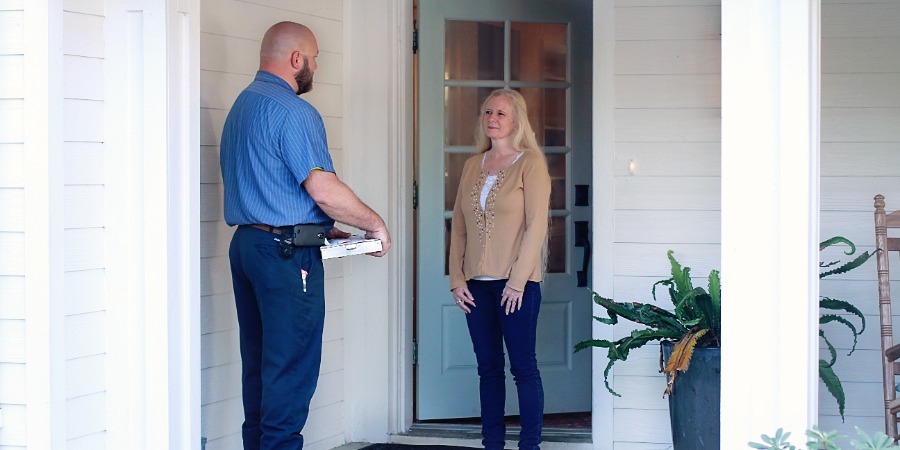 Koby and Mary at front door